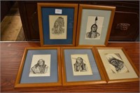 5 Framed Native American Prints