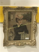 Ornately framed Victorian lady print