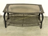 Lightweight wicker look glass top patio table