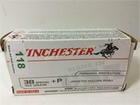 Winchester 38 special +P, 125 grain, JHP, 50 rnds