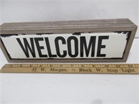 Wood & Porcelain Welcome Sign