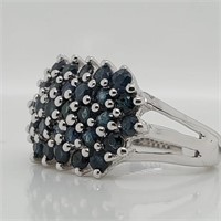 Sterling Silver Blue Sapphire Fashion Ring SJC