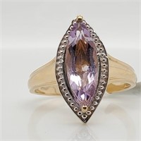Yellow Gold Plated Sterling Pink Amethyst Ring SJ