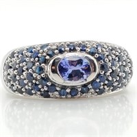 Sterling Silver Sapphire & Tanzanite Fashion Ring