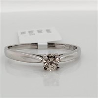 10K White Gold Solitaire Diamond Ring SJC