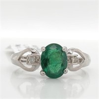 10K White Gold Emerald & Diamond Ring SJC