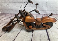Wood Motorcycle Figurine Collectible