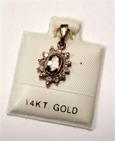 14K Rose Gold Pink Sapphire & Diamond Pendant SJC