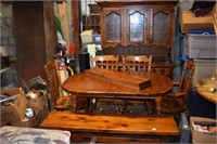 Solid Pine Table, 4 Chairs, 2 Leaves & China Hutch