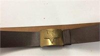 Leather Belt w/Brass Hammer & Sickle Buckle K16B
