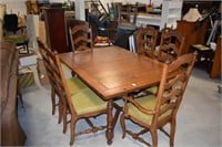 Pine Table & 6 Chairs (1 Is Captain)