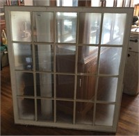Antique Large 20-Panel Glass & Wood Window