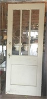 Antique Wood Door w/ 3 Panel Glass Window
