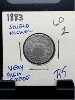 1883 HIGH GRADE SHIELD NICKEL