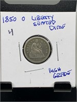 1850-O SEATED LIBERTY SILVER DIME