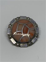 SIGNED ZUNI STERLING SILVER PENDANT/ BROOCH