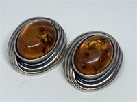 STERLING SILVER AMBER EARRINGS