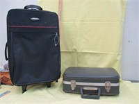 Vintage Small Hard Suitcase with Key & Soft