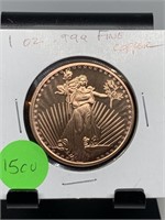 1OZ COPPER BULLION ROUND