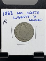 1883 NO CENTS LIBERTY V NICKEL