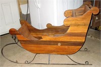 Decorative Large Wood and Iron Child Size Sleigh