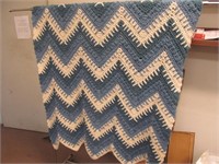 A8 Afghan featuring ivory & blue pattern