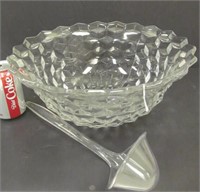 B56 Large Fostoria punch bowl w. plastic ladle
