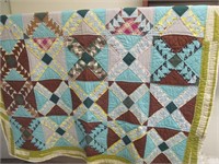 A10 Antique quilt, burgandy/green, ivory back