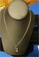 24k GP Single Stone Pendant Necklace