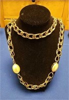 Gold Colored Necklace,1 Multi Colored Chain Neckla