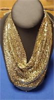 Gold Tone Draping Mesh Necklace