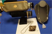 Fendi Bag with Rock Necklace,Bracelets, Earrings