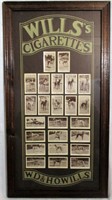 Framed Wills Cigarettes Tobacco Card Store Display