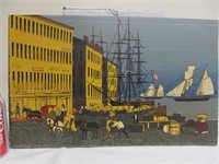 B101 Painting on board, shipyard, 18 " x 11 "