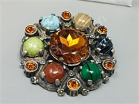 multi colored stone brooch