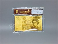 U.K- 50 pound gold foil bank note