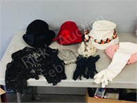 vintage hats, gloves, vest & beaded clutch