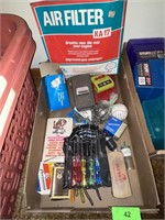 ASST. TOOLS, PLAYING CARDS, CLAMP TESTER, ETC.