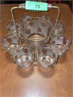 MCM COCKTAIL GLASSES & ICE BUCKET IN HOLDER>>>