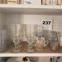 Glassware, glass toothpick holder, glass mugs, etc