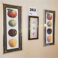 Set of 3 pictures (with apples & fruit)