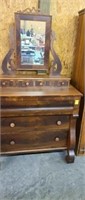 Cherry Crotch Flame Empire Chest with Mirror, Anti
