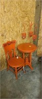 Round Table, Chair, outdoor Metal Candle Stand