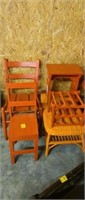Wooden Chairs, Bench, Wicker Table,Wine Rack