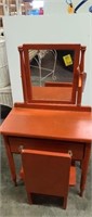 Child's Make-up Table with Mirror and chair,Vintag