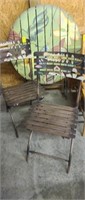 Folding Metal Patio Table w 2 Chairs, outdoors