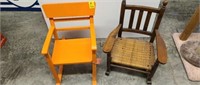 Two Child's Rocking Chairs, Vintage, Cane Seat