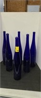 Tall Colbolt Blue Wine Bottles, Decorative