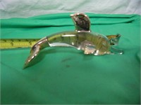 Clear Glass with Gold Dolphin Figurine