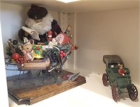 CAST IRON WAGON, LARGE SANTA DECOR,